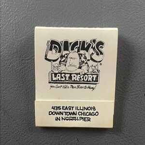 Vintage Dick's Last Resort Matchbook nostalgic movie props